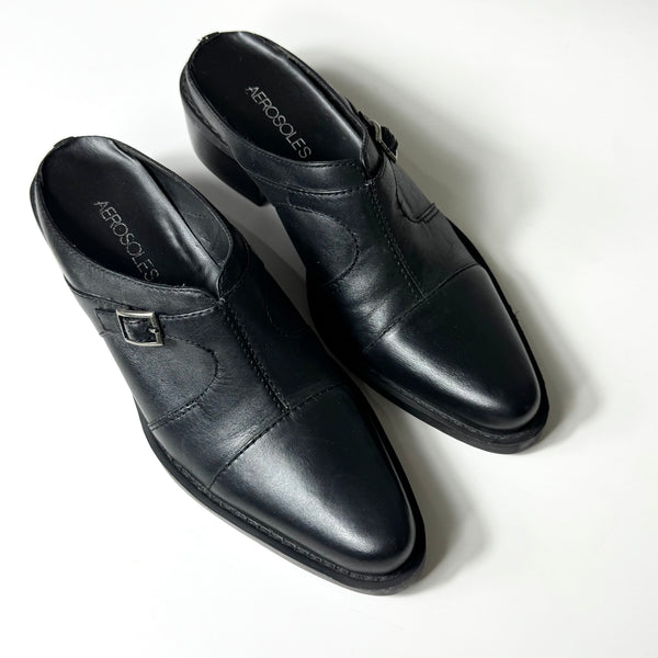 90s Black Cowboy Boot Style Mules