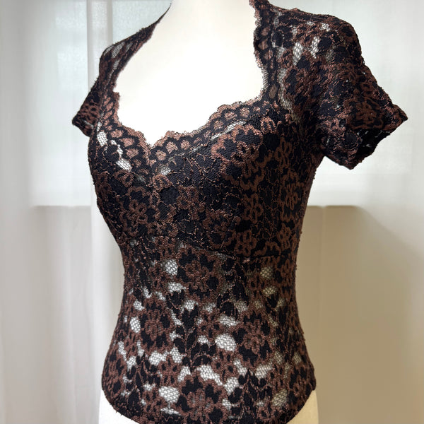 80s 90s Vintage Lace Sweetheart Top