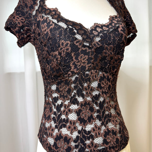 80s 90s Vintage Lace Sweetheart Top