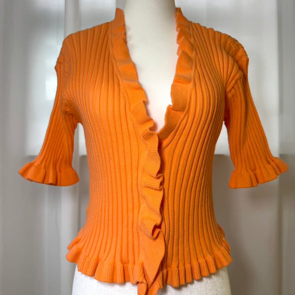 BCBGeneration Orange Ribbed 90s Y2K Cardigan