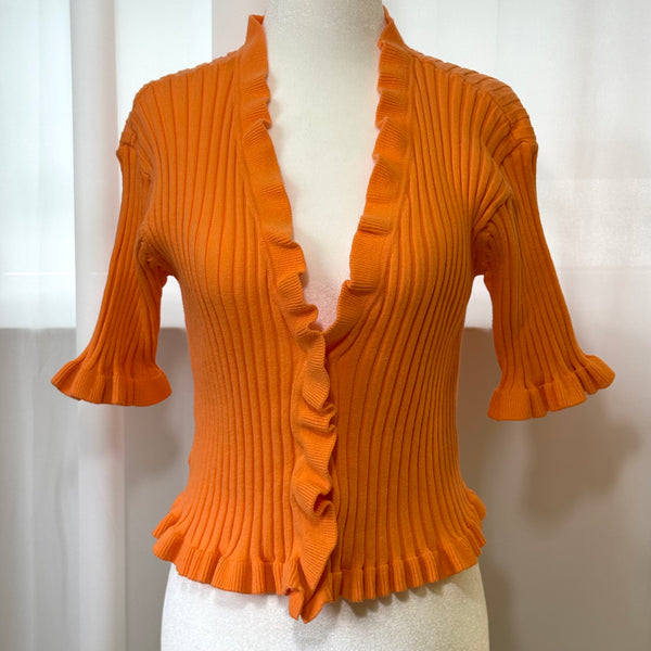 BCBGeneration Orange Ribbed 90s Y2K Cardigan