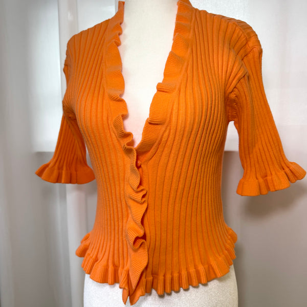 BCBGeneration Orange Ribbed 90s Y2K Cardigan