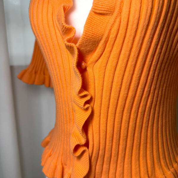 BCBGeneration Orange Ribbed 90s Y2K Cardigan