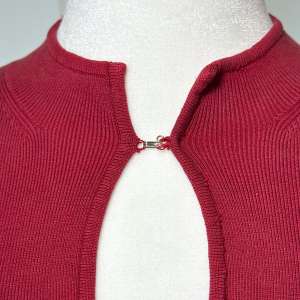 Cache Vintage Silk Keyhole Red Knit Top