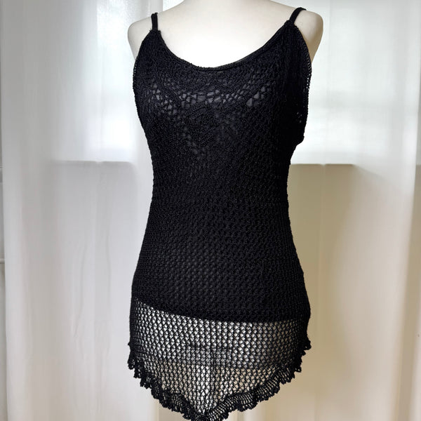 Black Y2K Knit Beachy Tank Top