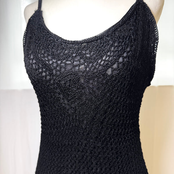 Black Y2K Knit Beachy Tank Top