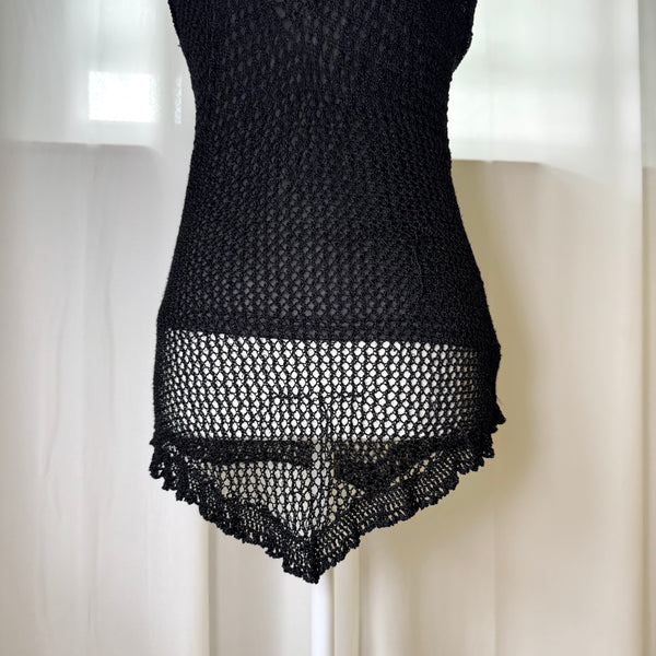 Black Y2K Knit Beachy Tank Top