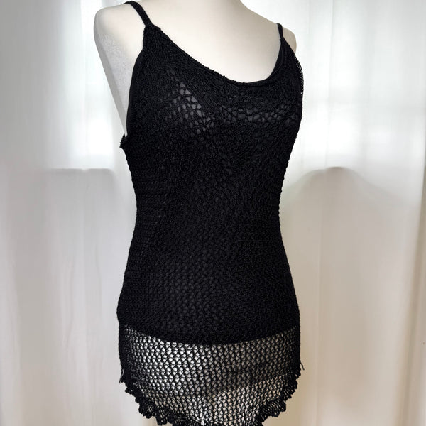 Black Y2K Knit Beachy Tank Top