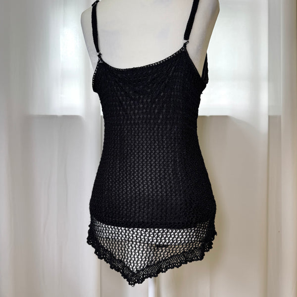 Black Y2K Knit Beachy Tank Top