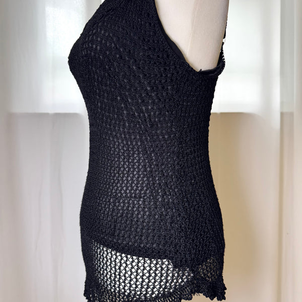 Black Y2K Knit Beachy Tank Top