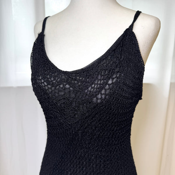 Black Y2K Knit Beachy Tank Top