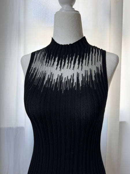Black Dressy Top W/ Mesh Design