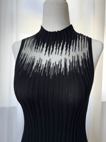 Black Dressy Top W/ Mesh Design