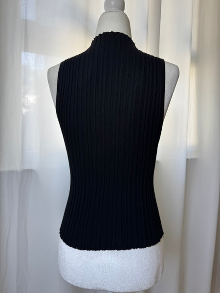 Black Dressy Top W/ Mesh Design