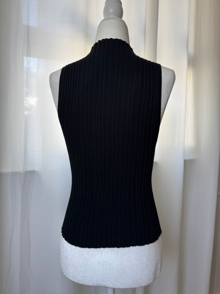 Black Dressy Top W/ Mesh Design