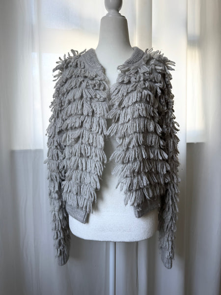 Gray Shaggy Gap Cardigan