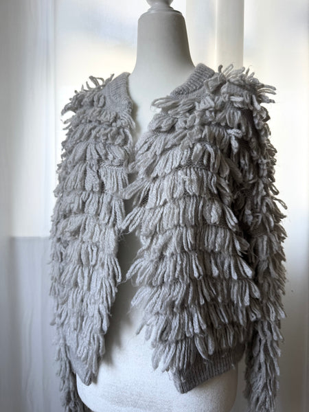 Gray Shaggy Gap Cardigan