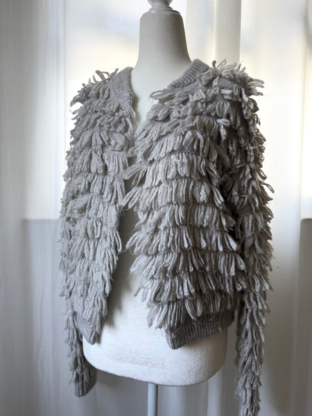 Gray Shaggy Gap Cardigan