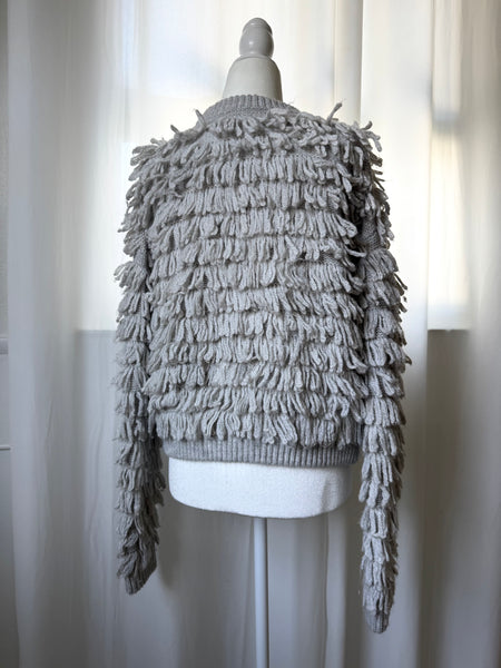 Gray Shaggy Gap Cardigan