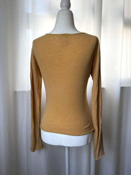 Bob Harrison Cat Painting Henley Style Mustard Yellow Top&nbsp;