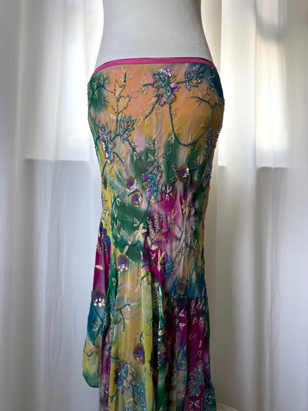Beaded Silk Y2K Maxi Skirt&nbsp;
