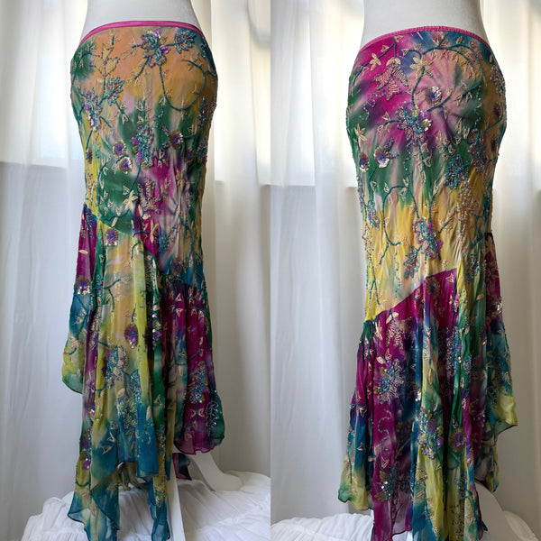 Beaded Silk Y2K Maxi Skirt&nbsp;