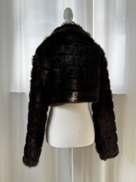 Faux Fur Vintage Cropped Brown Jacket&nbsp;