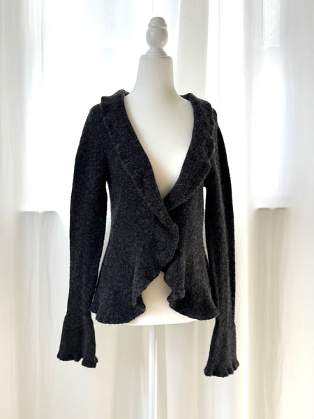 Gray Ballerina Style Cardigan W/ Bell Sleeves