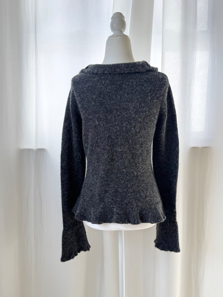 Gray Ballerina Style Cardigan W/ Bell Sleeves