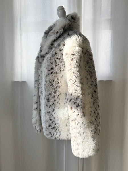 Black & White Vintage Faux Fur Animal Print Coat