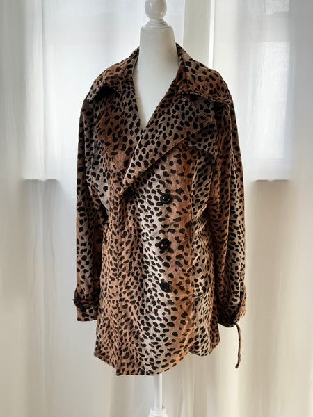 Animal Print Vintage Velvet Trench Coat&nbsp;