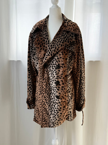 Animal Print Vintage Velvet Trench Coat&nbsp;
