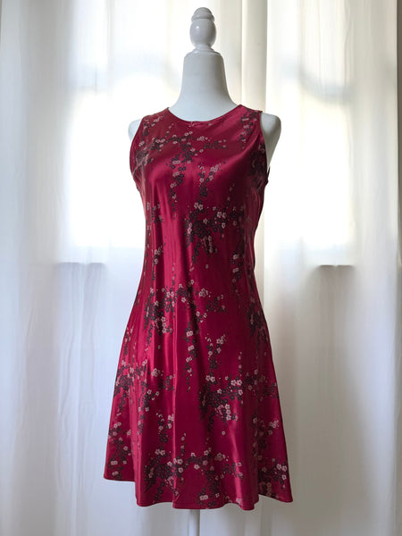 Satin Red Cheongsam Vintage Dress