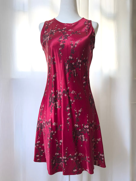 Satin Red Cheongsam Vintage Dress