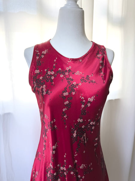 Satin Red Cheongsam Vintage Dress
