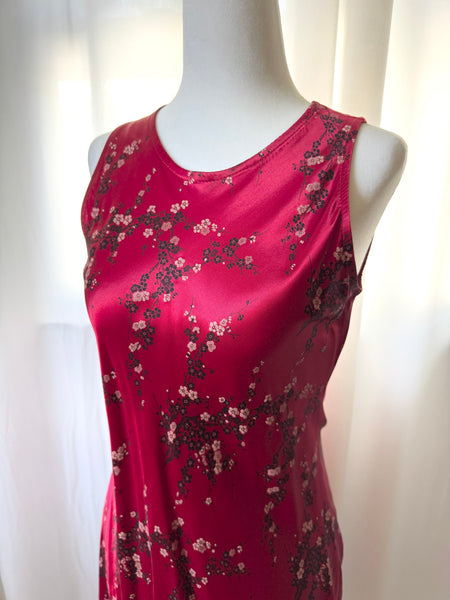 Satin Red Cheongsam Vintage Dress