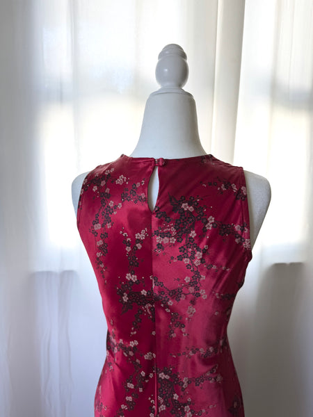 Satin Red Cheongsam Vintage Dress