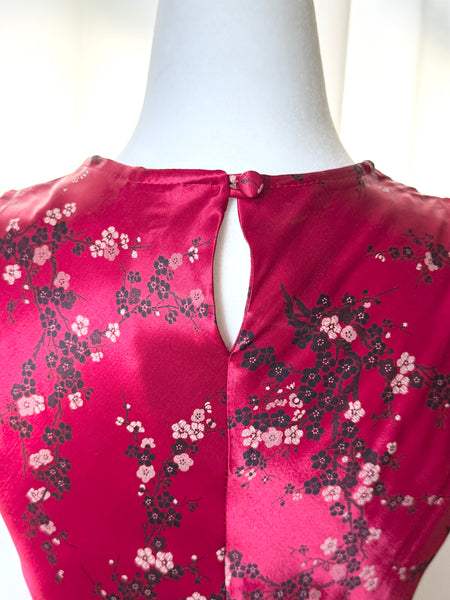 Satin Red Cheongsam Vintage Dress