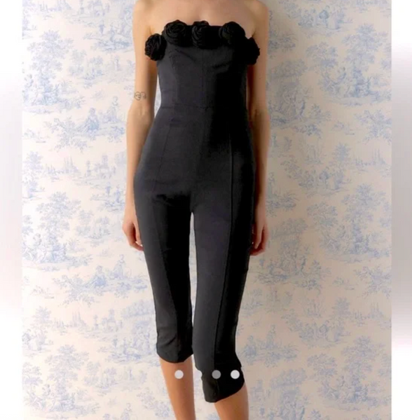 Urban Outfitters Black Capri Romper&nbsp;