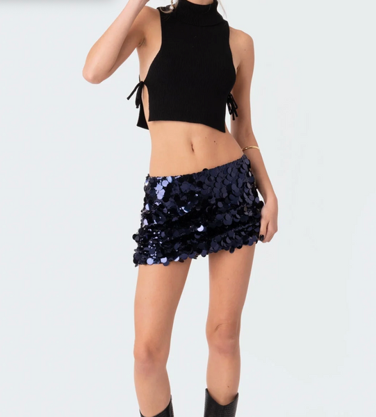 Dark Blue Sequin Edikted Skirt&nbsp;
