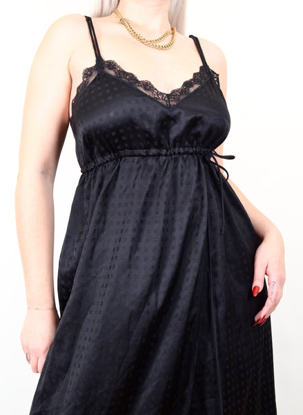 Givenchy Black Satin Vintage Maxi Nighty Dress
