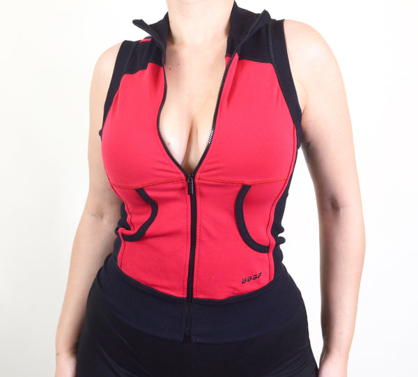 BEBE Sport Red & Black Zip Up Vest