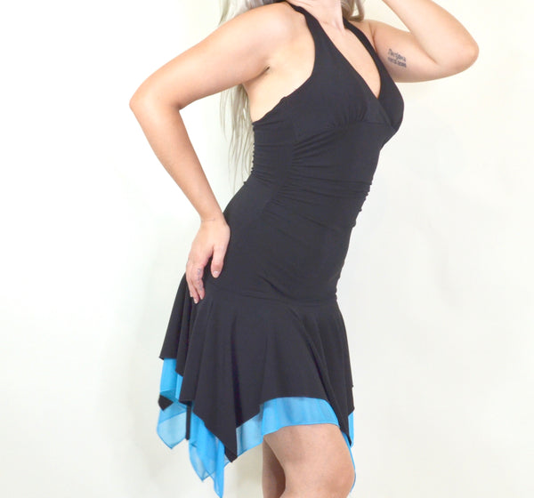 Y2K Black & Blue Flowy Dress