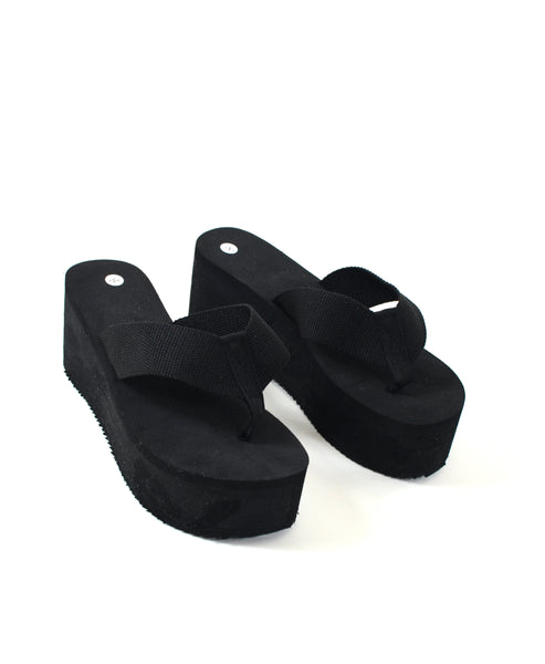 Black Y2K Platform Thong Sandals