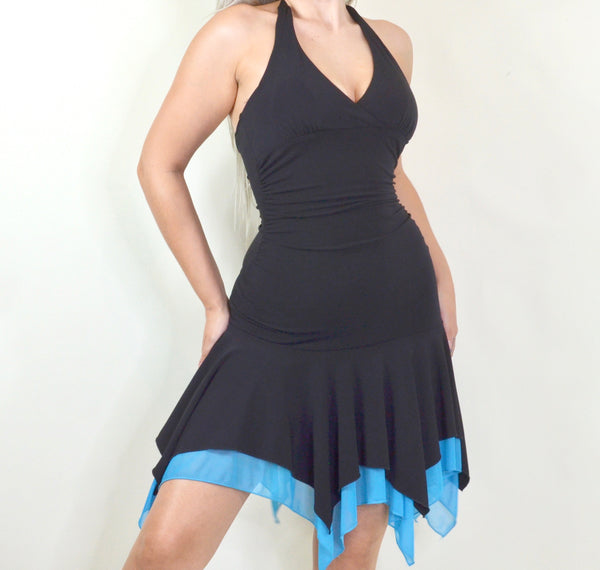 Y2K Black & Blue Flowy Dress