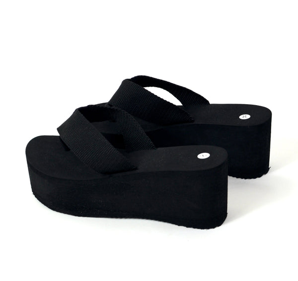 Black Y2K Platform Thong Sandals