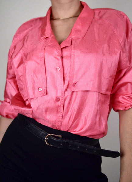 Diane Von Furstenberg Hot Pink Button Up