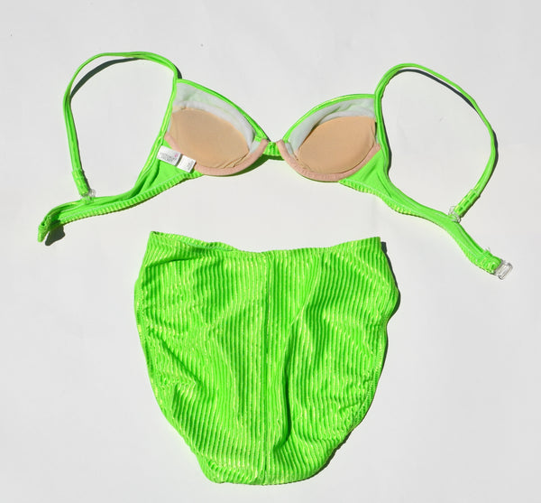 Vintage Victoria's Secret Lime Green Ribbed Swim Set