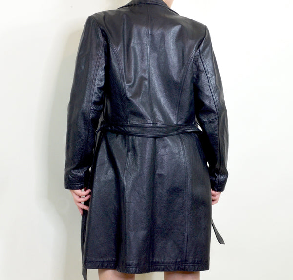 Black Leather Wilson's Trench Coat
