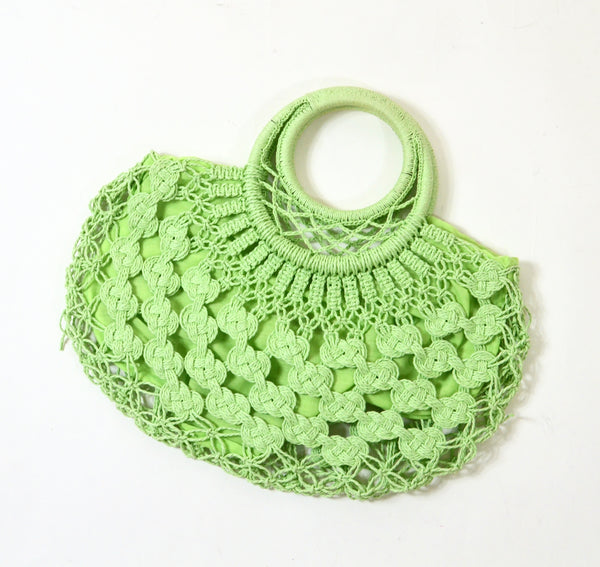 Green Y2K Crochet Beachy Handbag